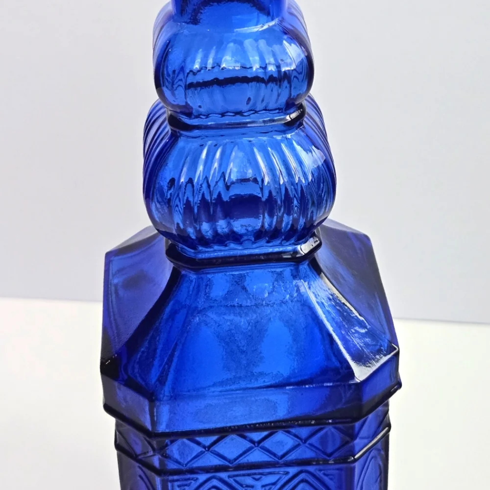 VTG Pier 1 Cobalt Blue Glass Bottle Decanter 12